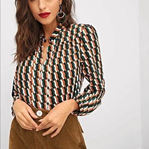 Geometric Print Blouse